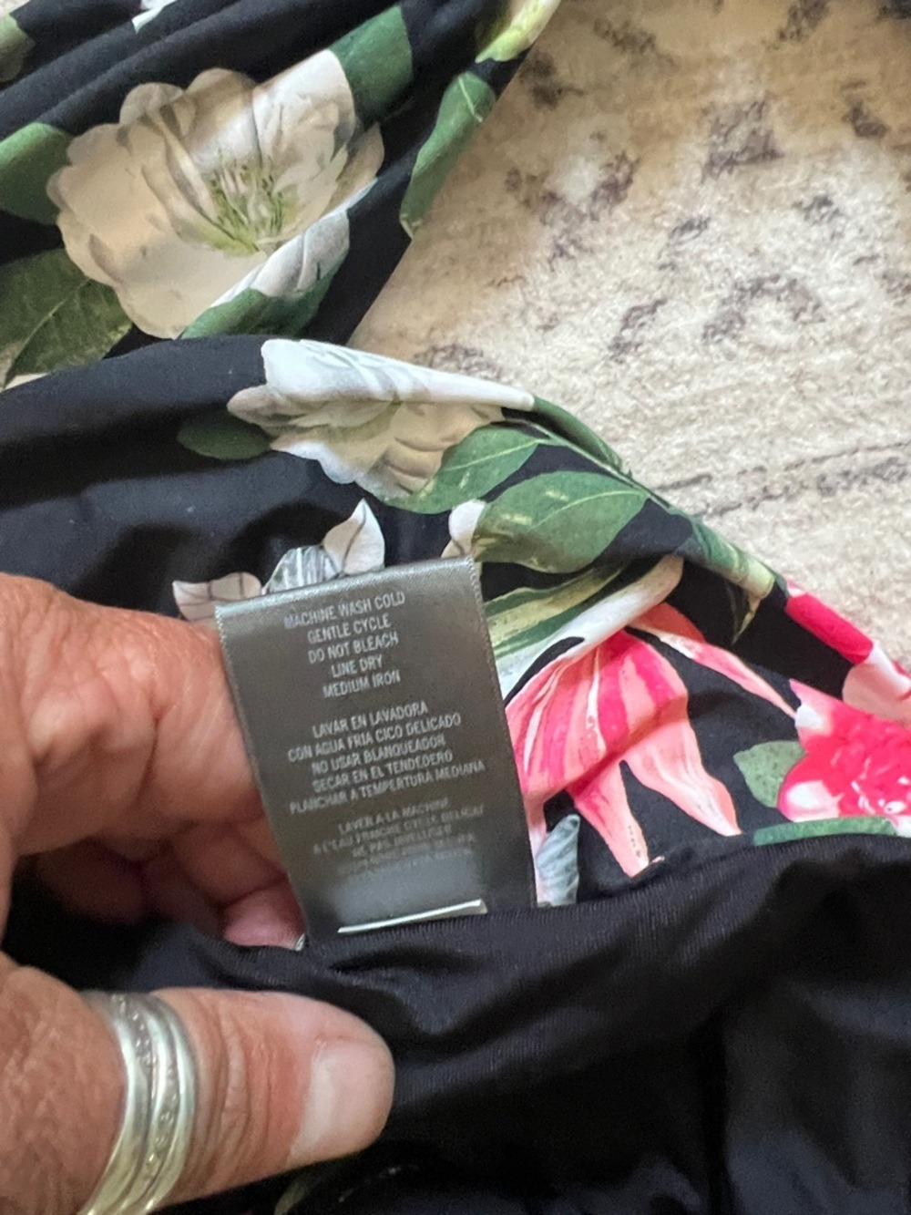 Vince Camuto Black One-Piece Swimsuit with Pink & White Floral Print - Picture 6 of 6